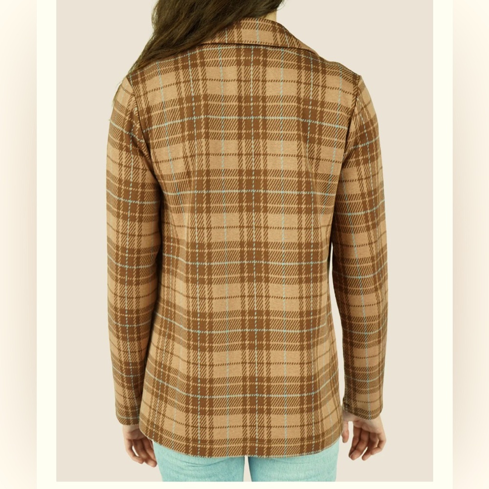 Self Esteem Plaid Notched Lapel Knit Jackets & Blazers - Picture 2 of 5